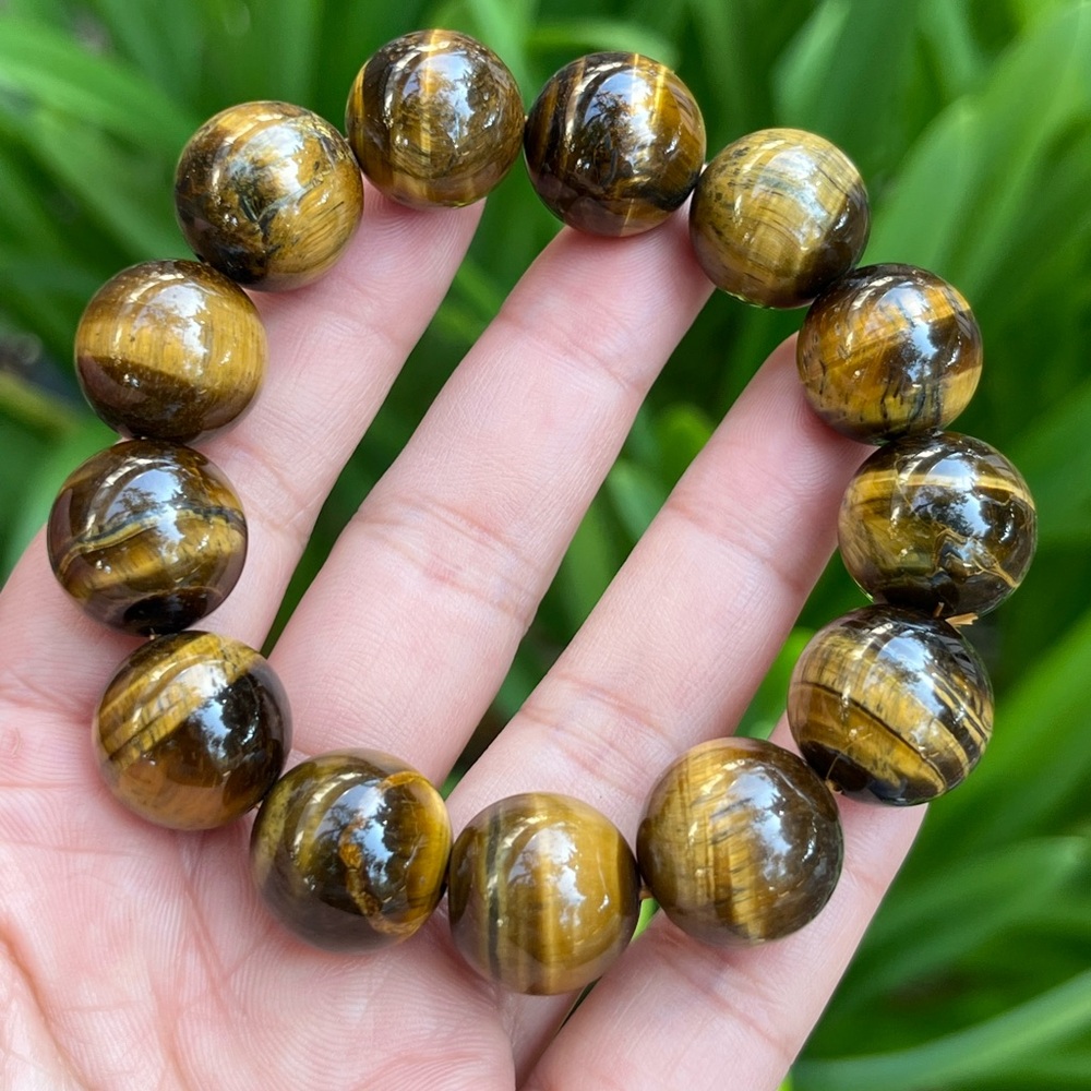 15.5mm stretchable yellow tiger eye bracelet